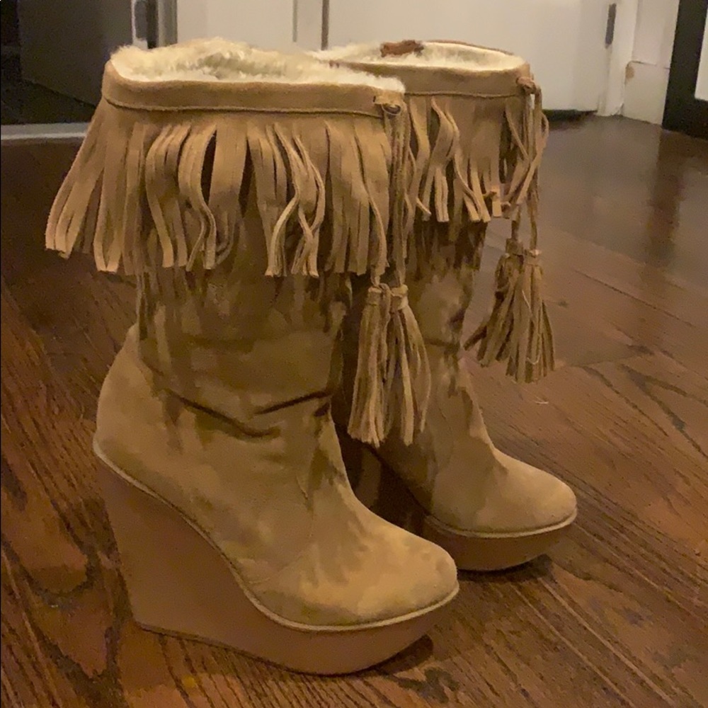 Jessica Simpson wedge suede tassel boots